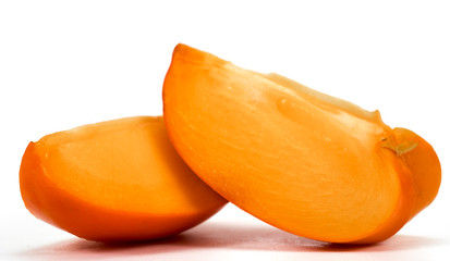 Nice persimmon fruits on white background