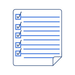 Document icon, check list, isolated