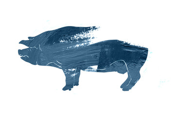 New Year symbol pork art by stroke