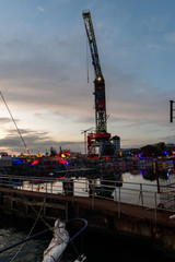 harbour crane on a shipyard, used as festival area