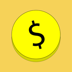 Coin with a dollar sign.