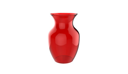3d illustration of decorative red glass vase isolated on a white background