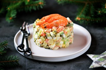 Traditional Russian salad 