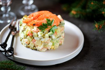 Traditional Russian salad 