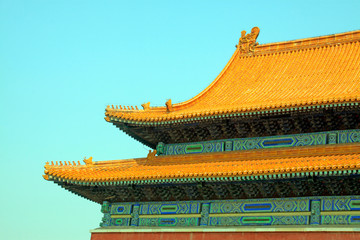 Obraz premium Glazed tile roof, Chinese ancient architectural landscape