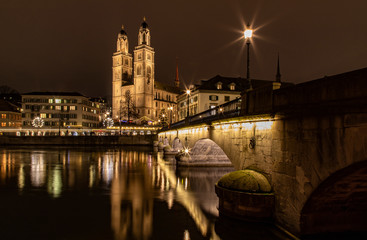 Grossmuenster und Limmat, Zurich, Switzerland