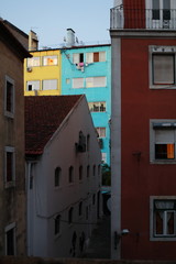 Colored houses in old town of Lisbon