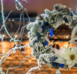 decoration wreath on the wall at christmas