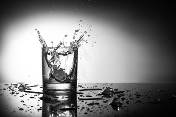 water splashes in a glass