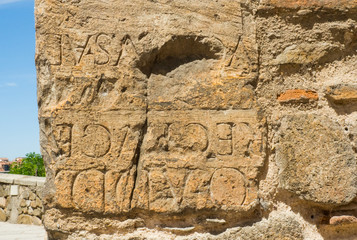upside down roman stone, toledo, spain