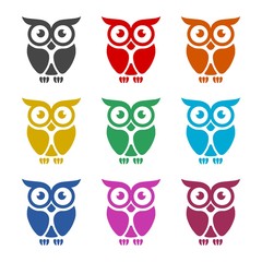 Owl Logo Template, Owl icon on logo, color set