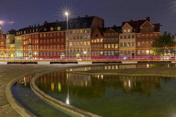 Copenhagen. City embankment at night
