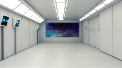3D render Interior and futuristic architecture design
