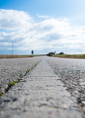White line print on the highway