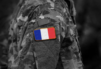 Flag of France on soldiers arm (collage).