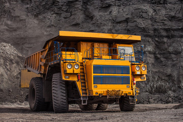 big dump truck at work coal mine