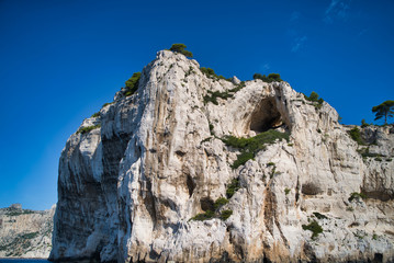 Calanques National Park, France: stone wall along the Mediterranean coast