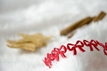 ribbon on white blanket