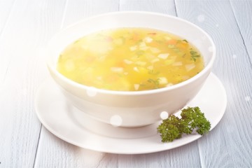 Vegetable soup isolated on a white background