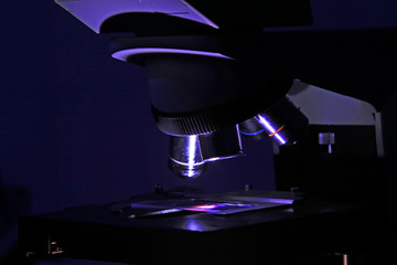 Microscopic lens in dark environment