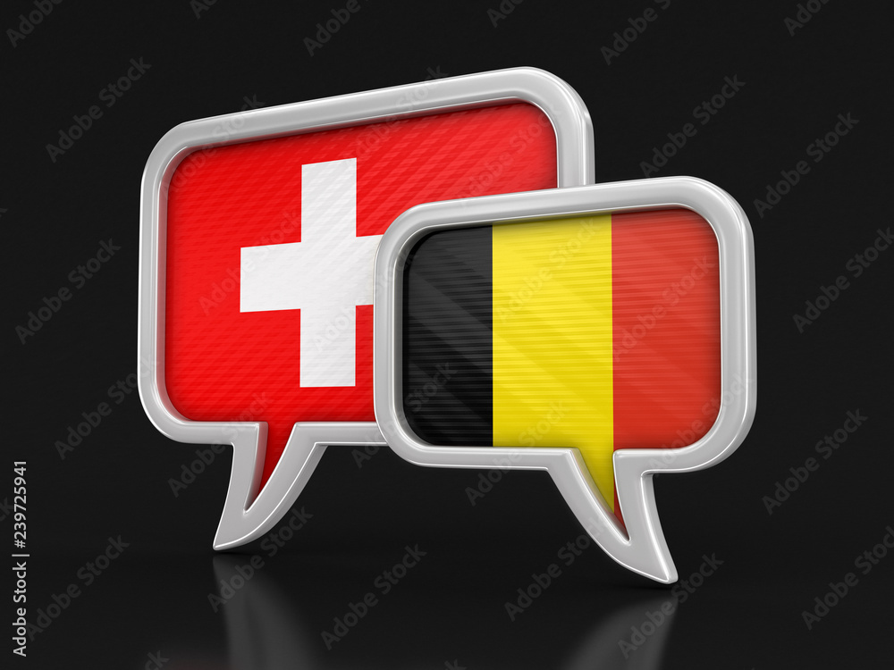 Poster speech bubbles with flags. image with clipping path