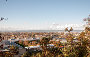 View over Edinburgh in Scotland with Clear / Partially Clouded Sky