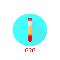 Test tube with blood and plasma - PRP, plasmalifting. Vector illustration in flat style.