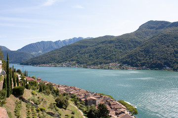 Lake Lugano at Morcote with Clear Sky