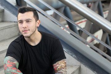 Handsome hip young man in the city