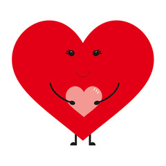 Cute heart. Cartoon heart for card. St. Valentine's Day.  Healthy heart.