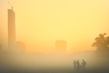 Sunrise at Kolkata maidan.