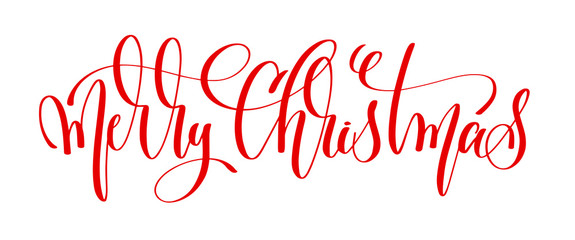 merry christmas - red hand lettering inscription to winter holid