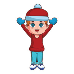 Boy with winter clothes cartoon