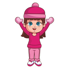 Girl with winter clothes cartoon