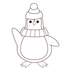 Penguin with hat and scarf cartoon