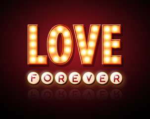 Fototapeta na wymiar Neon sign Love. Happy Valentine`s day typography background.