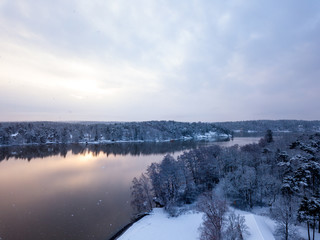 Ruissalo National Park in Turku, Finland.  Photographed from drone at December 2018.