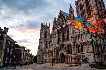 Fototapeta premium York Minster Cathedral at sunset. Yorkshire, Great Britain.