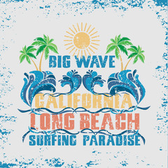 Surfing California, T-shirt  surfing long beach, water sports