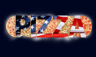 american pizza Smack the pizza with the texture of the American flag and different pizzas in the...