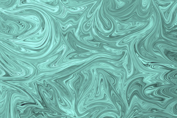 Liquid Abstract Marble Pattern With Mint Green or Malachite Graphics Color Art Form. Digital Background With Abstract Liquid Flow