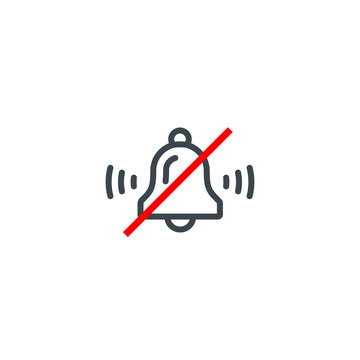 NO SOUND Crossed Out Sign. Alarm Bell Icon. Keep Quiet Symbol. Vector