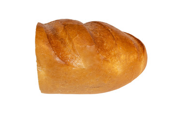 Half loaf of white bread isolated on white background
