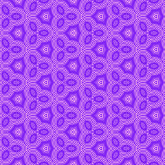 Seamless hexagonal pattern from geometrical abstract ornaments in pink and lilac colors. Vector illustration. Suitable for fabric, wallpaper and wrapping paper