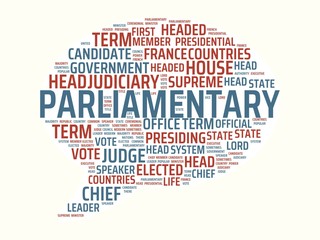 wordcloud with the main word parliamentary and associated words, abstract illustration
