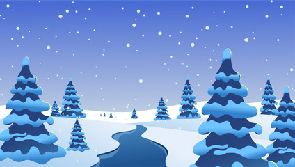 Fototapeta na wymiar Winter landscape. Vector image.