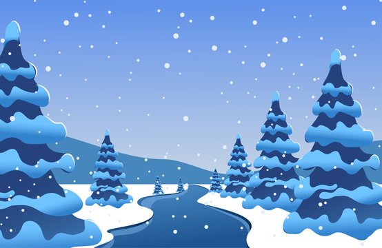 Winter landscape. Vector image.