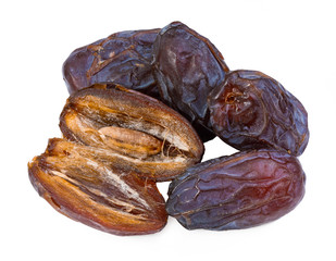 big ripe date - a piece cut in half sultanas, the core in the middle