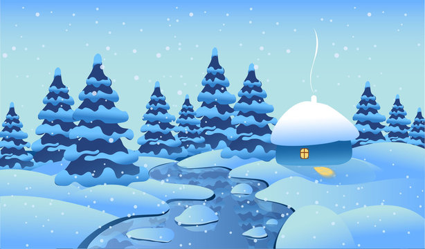 Winter landscape. Vector image.