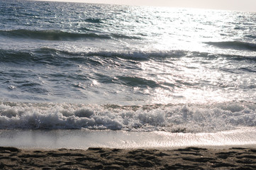 Beautiful waves. Beach shore. Summer. The sun